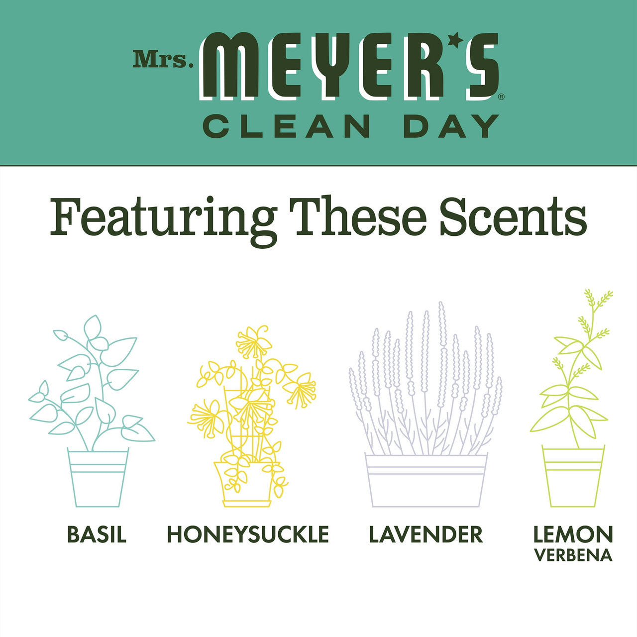 Mrs. Meyers Clean Day Liquid Dish Soap, Basil Scent, 16 oz
