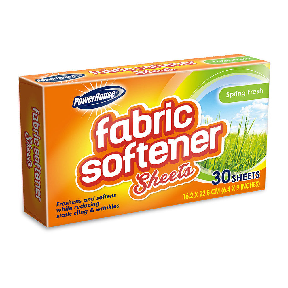 Power House Fabric Softener Dryer Sheets, Spring Fresh Scent, 30 Ea
