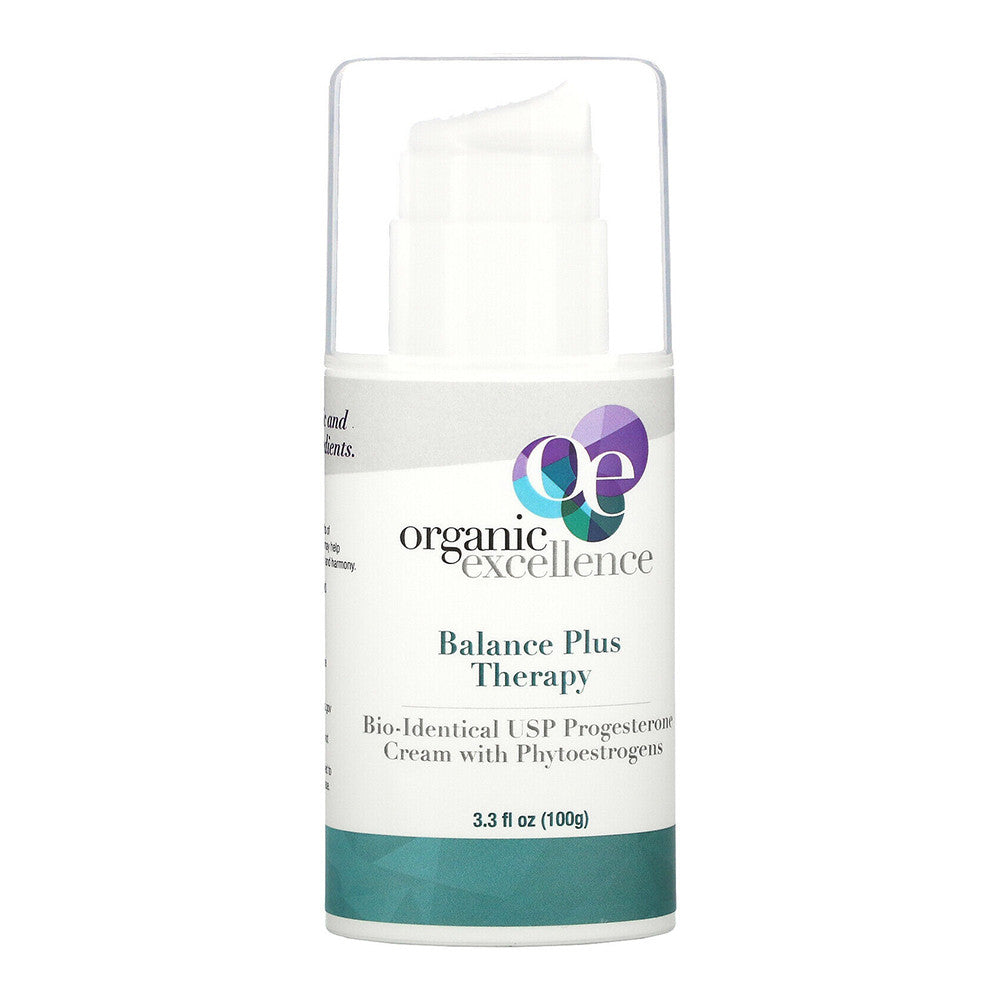 Organic Excellence Balance Plus Therapy Bio-identical Progesterone Cream with Phytoestrogens, 3.3 Oz