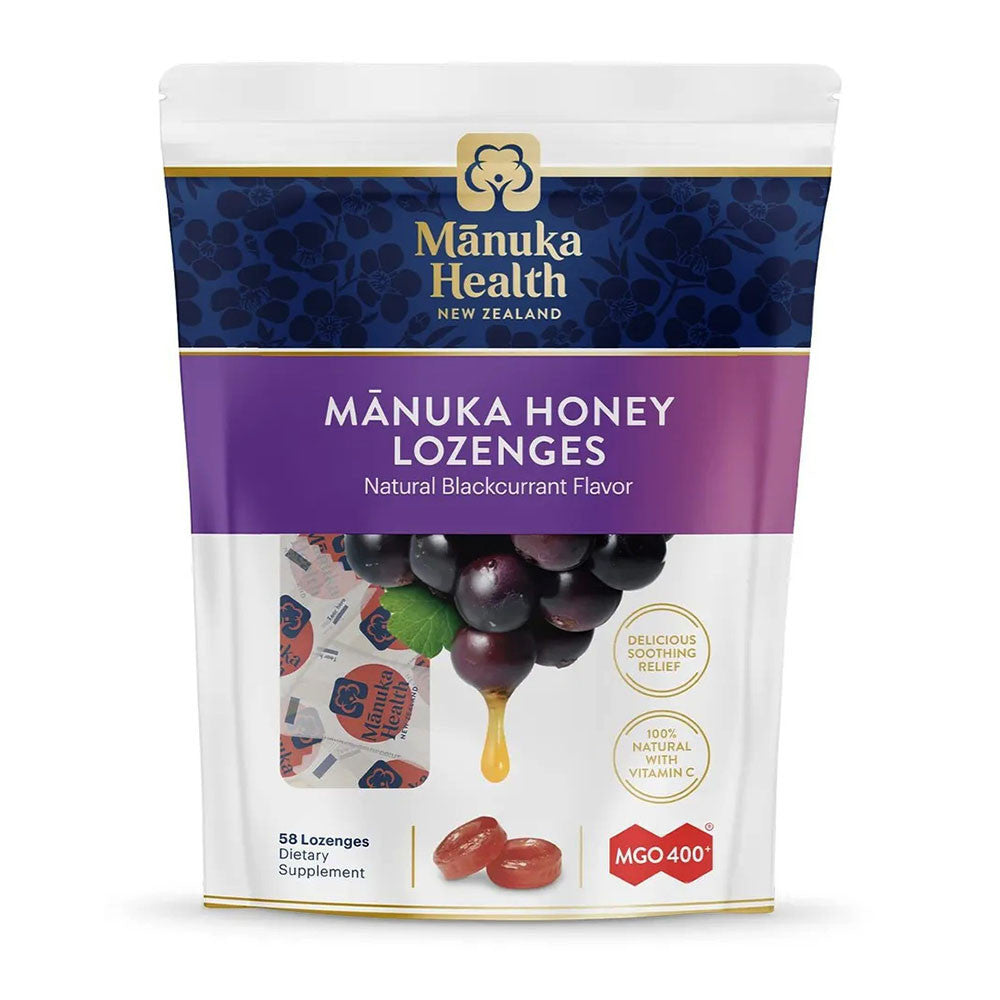 Manuka Health Mgo 400+ Manuka Honey Lozenges With Blackcurrant, 58 Ea