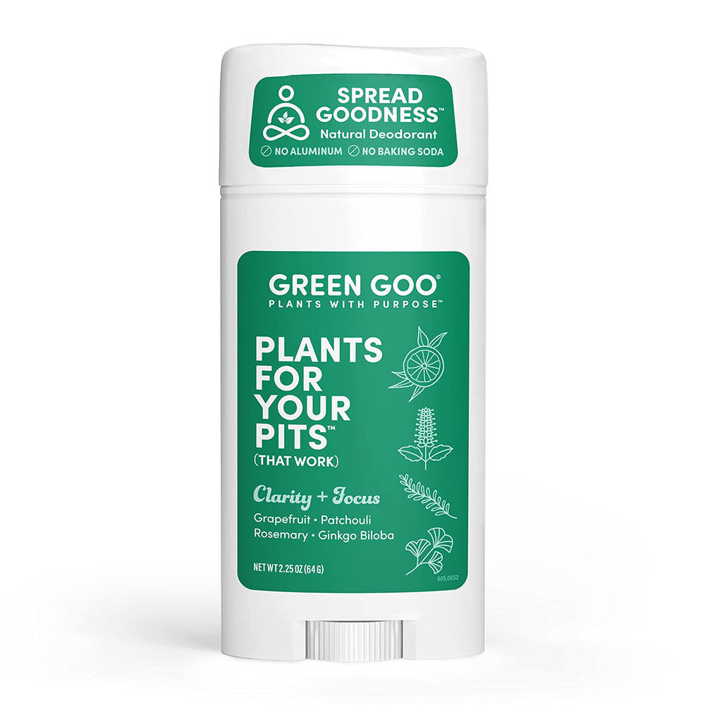 Green Goo Herbal Deodorant For Men And Women, Clarity And Focus, 2.25 Oz