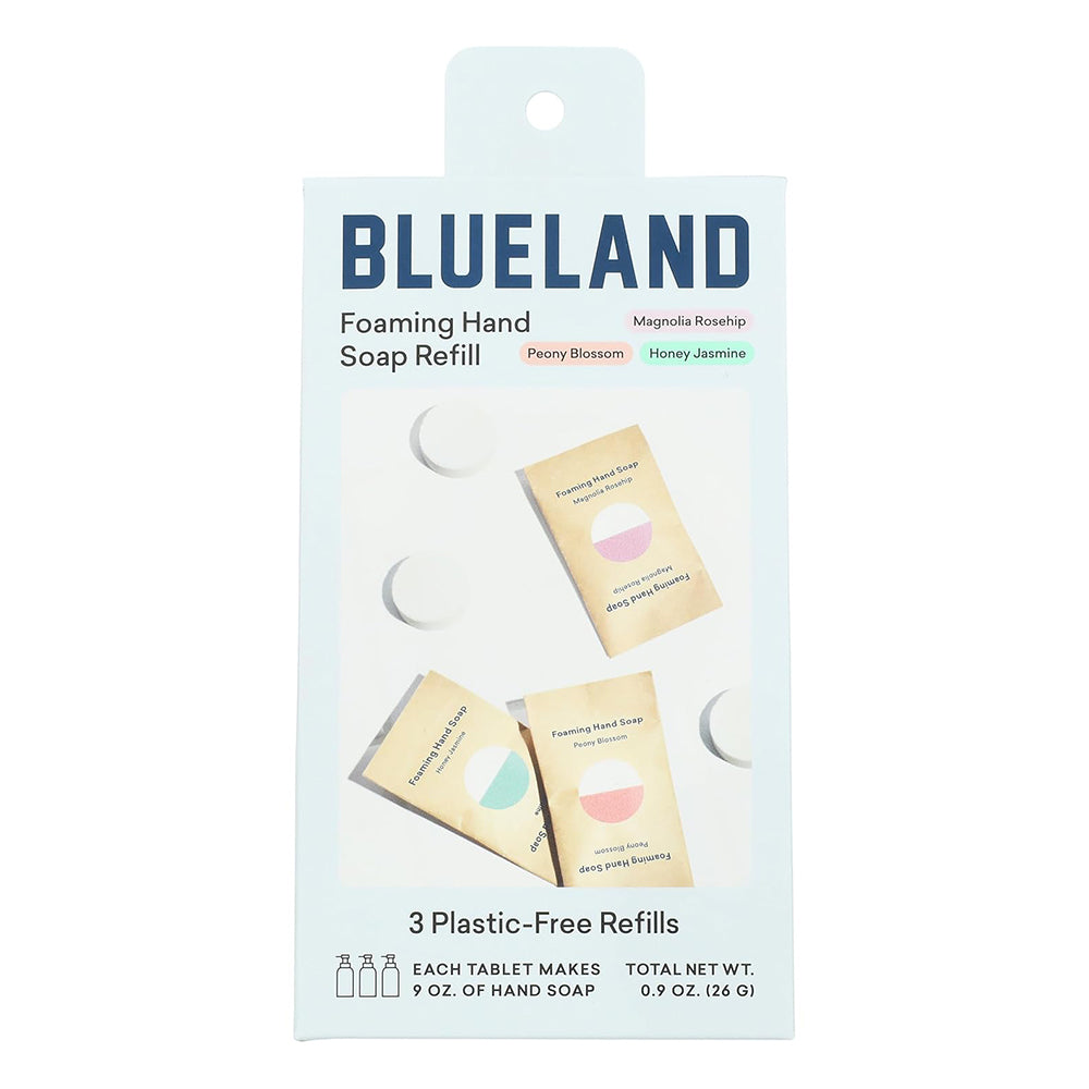 Blueland Foaming Hand Soap Refills 3 Variety Tablets Peony Blossom Magnolia Rosehip and Honey Jasmine Scent Paraben Free 0.9Oz (26g)