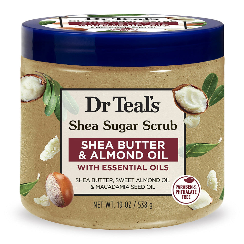 Dr Teals Shea Sugar Body Scrub, Shea Butter And Almond Oil, 19 Oz