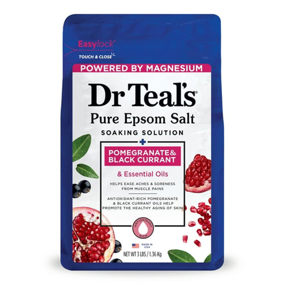 Dr Teals Pure Epsom Salt with Pomegranate and Black Currant for Relaxation and Moisturizing Skin 3lb (1.36kg)