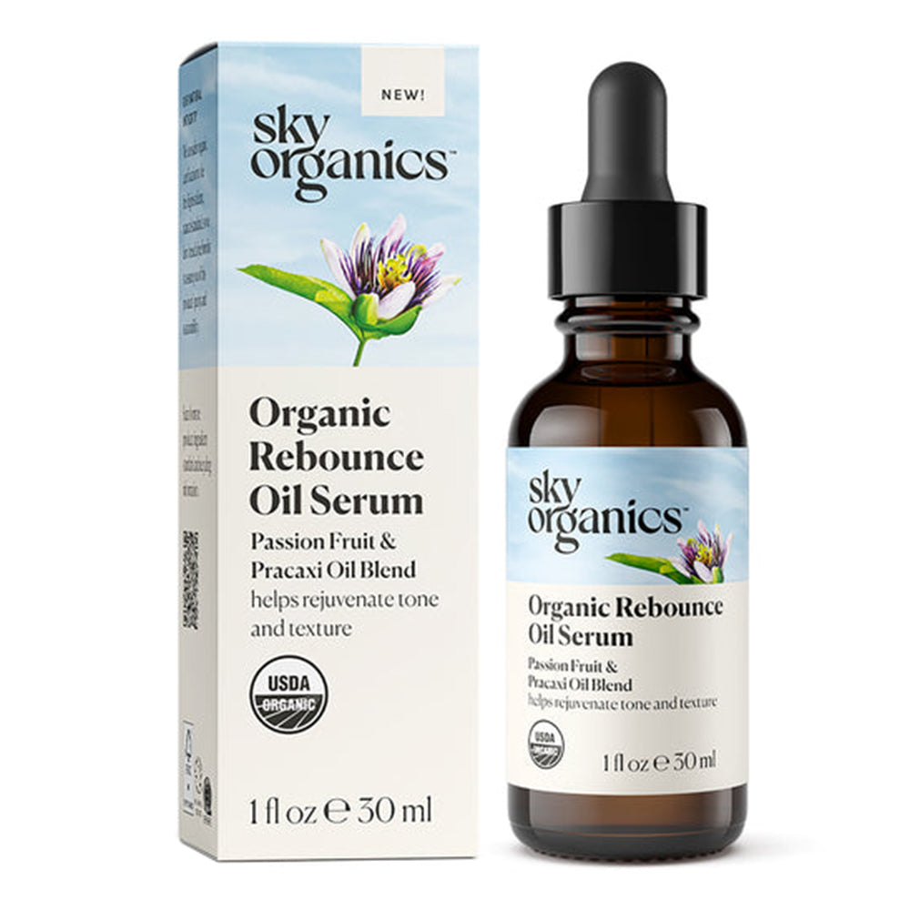 Sky Organics Organic Rebounce Oil Serum Passion Fruit and Pracaxi Oil Blend Helps Rejuvenate Skin Tone and Texture 1Oz (30ml)