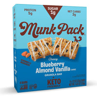 Munk Pack 1g Sugar Granola Bars, Blueberry Almond Vanilla Bars, 4 Ea