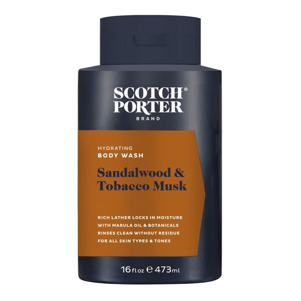 Scotch Porter Hydrating Body Wash Sandalwood and Tobacco Musk with Non Toxic Ingredients 16Oz (473ml)