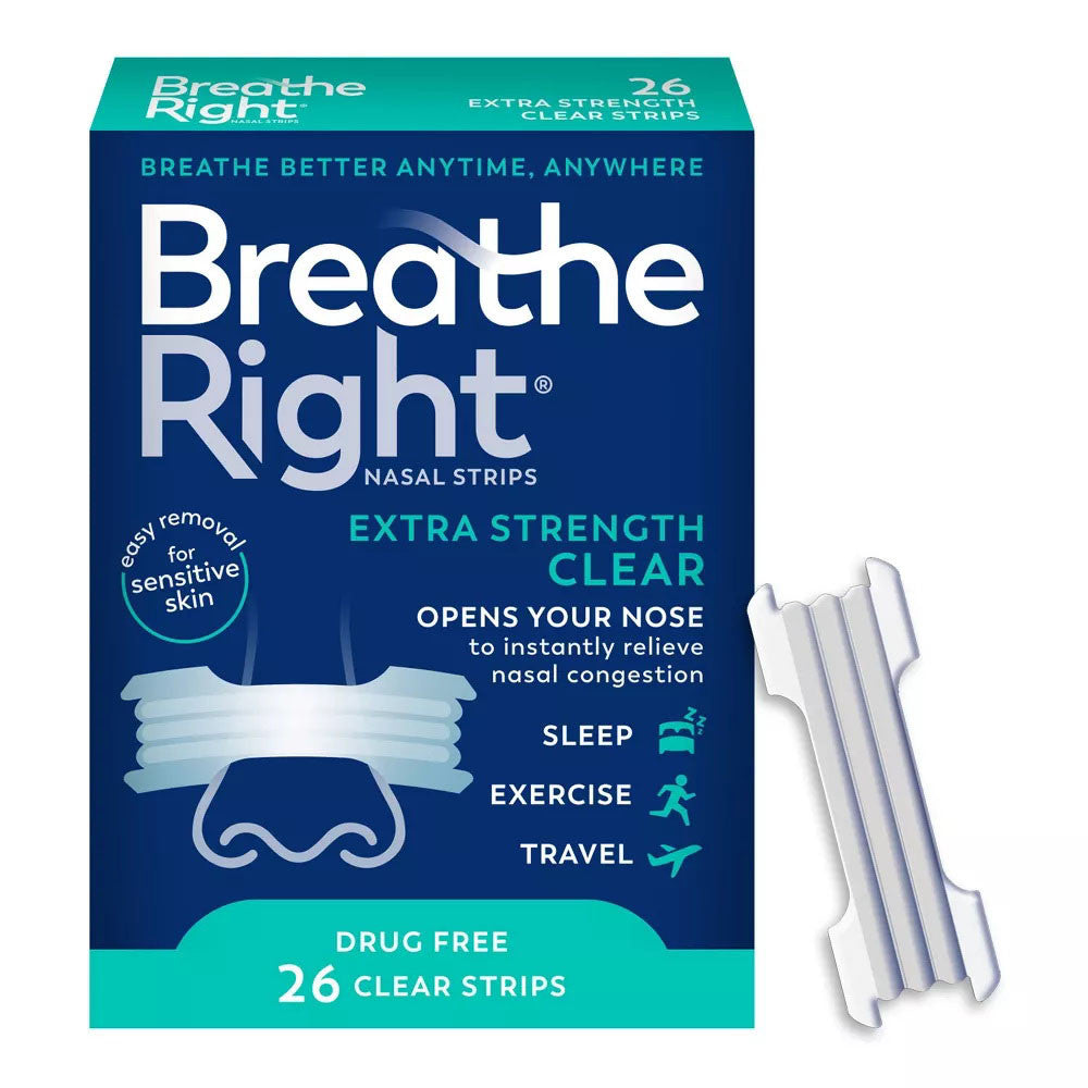 Breathe Right Extra Strength Clear Nasal Strips, 26 Ea