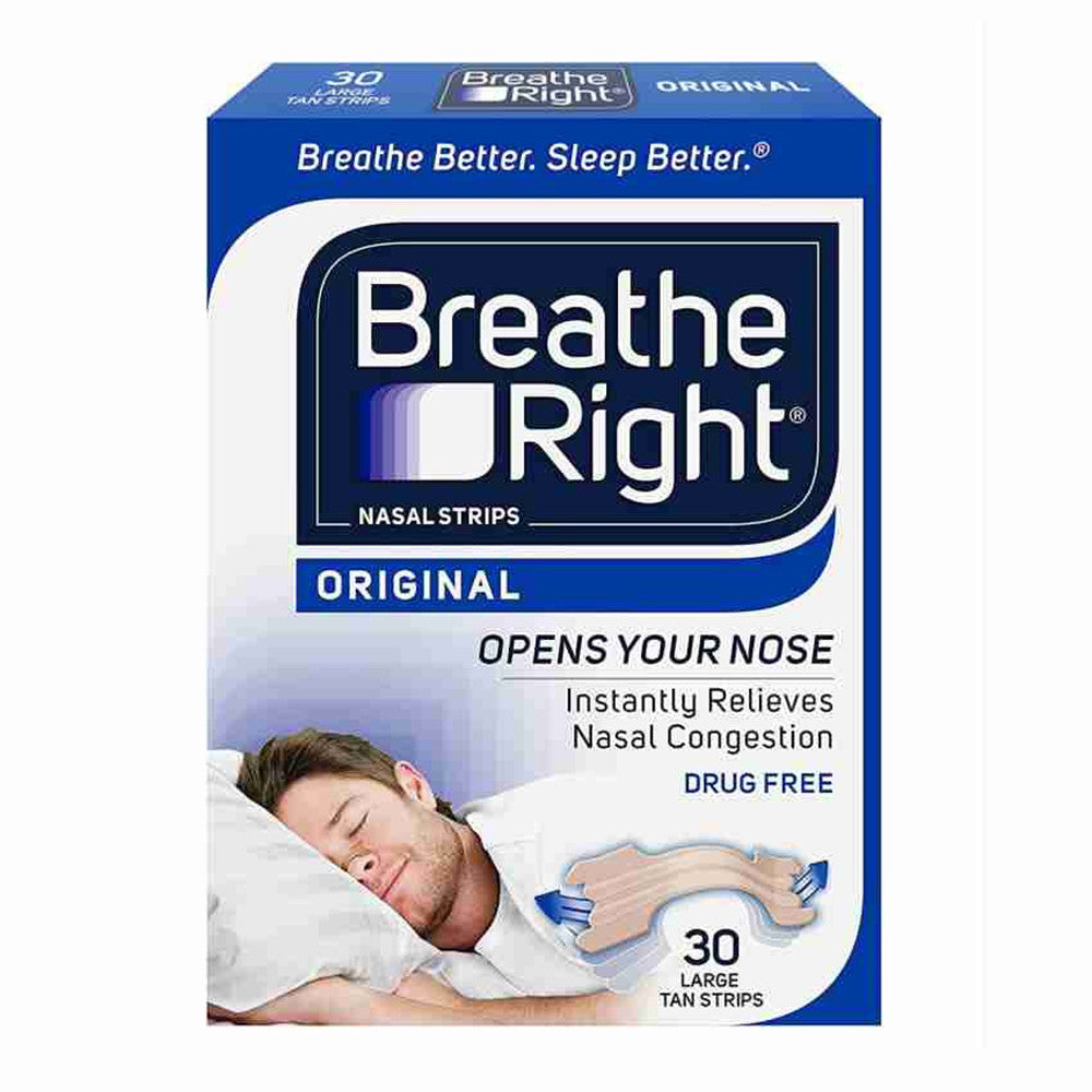 Breathe Right Nasal Strips, Large, Tan, 30 Ea