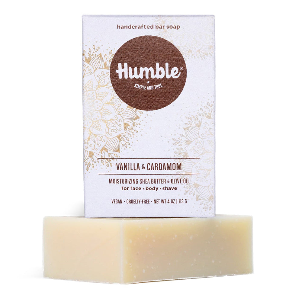 Humble Bar Soap Vanilla and Cardoamom Moisturizing Shea Butter and Olive Oil for Face Body Shave 4Oz (113g)