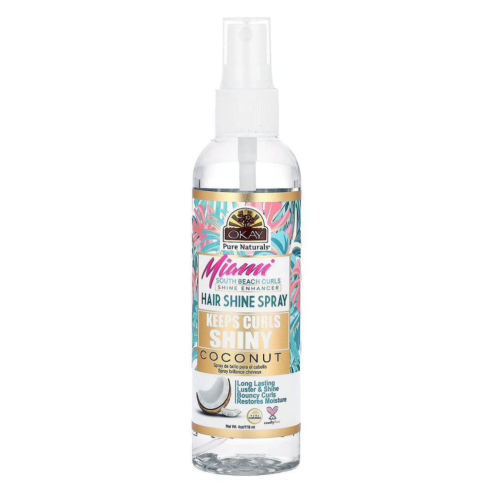 Okay Miami South Beach Curls Hair Shine Spray with Coconut 4Oz (118ml)