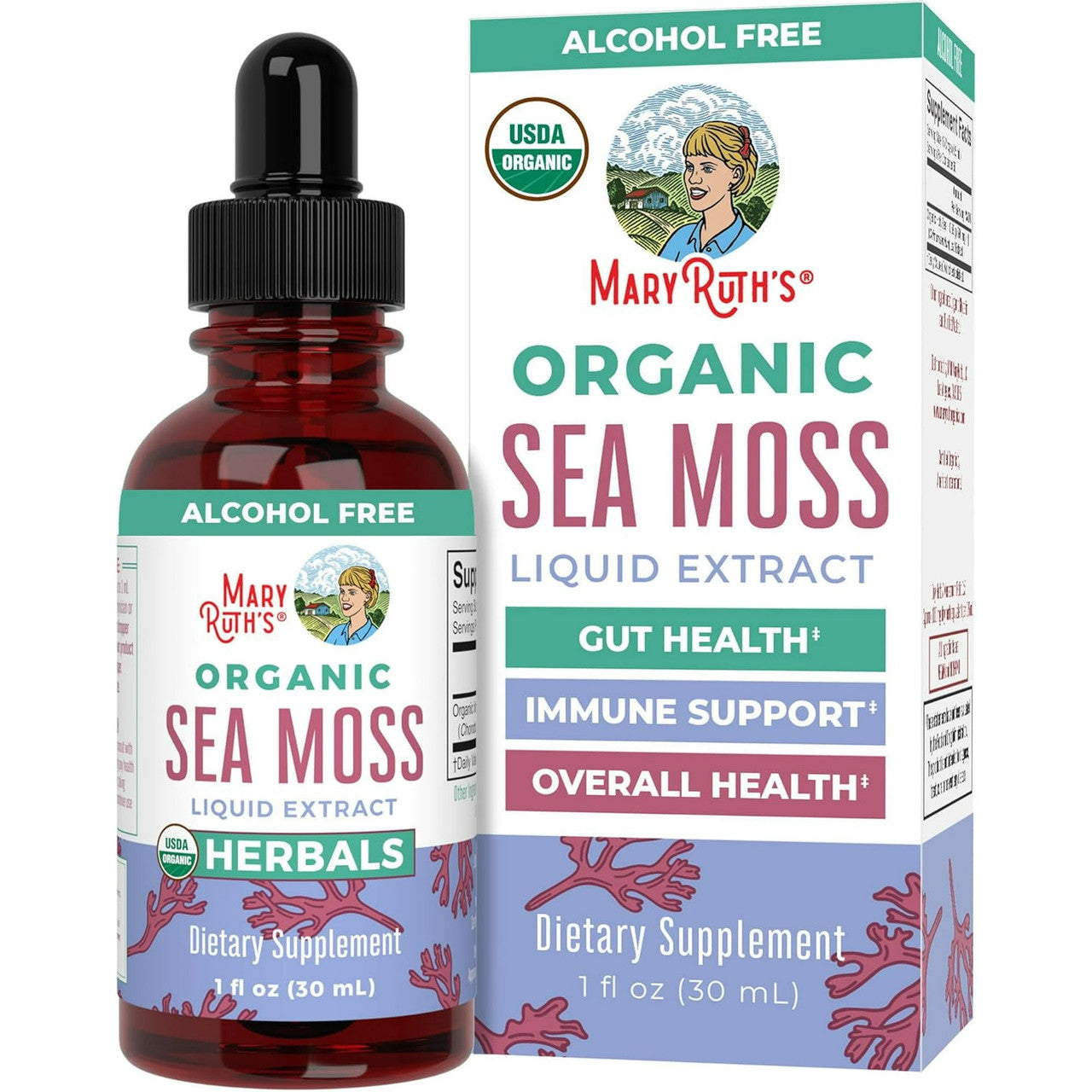Mary Ruths Organic Sea Moss Liquid Drops, Health and Immune Support, 1 Oz
