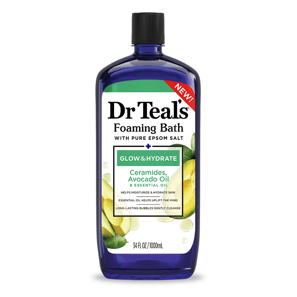 Dr Teals Glow and Hydrate Foaming Bath for Moisturizing and Hydrating Skin 34Oz (1000ml)