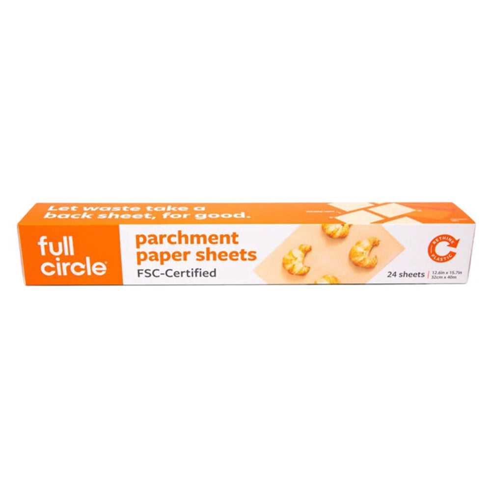 Full Circle Parchment Paper Baking Sheets Unbleached Pre Cut Half Sheet Sized 24Ea