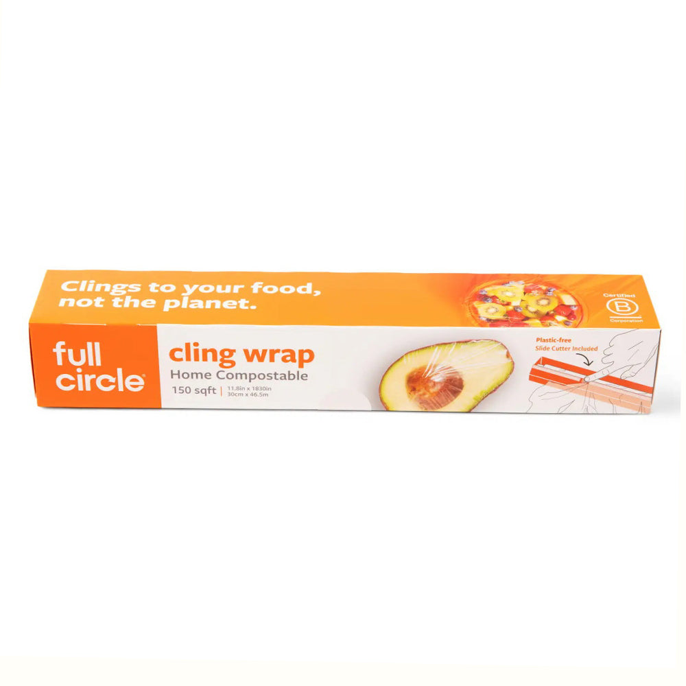 Full Circle Home Compostable Cling Wrap with Advanced Cling Technology 150 Sqft Roll 1Ea