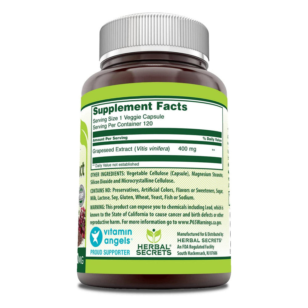 Herbal Secrets Grapeseed Extract 400Mg Capsules, 120 Ea