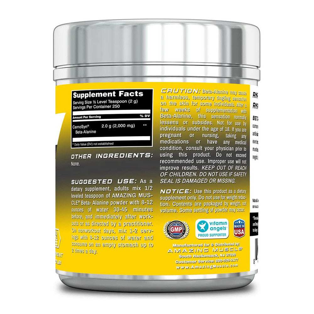 Amazing Muscle Beta Alanine 250 Servings Powder for Strength, 1 Ea