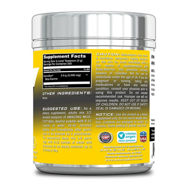 Amazing Muscle Beta Alanine 250 Servings Powder for Strength, 1 Ea