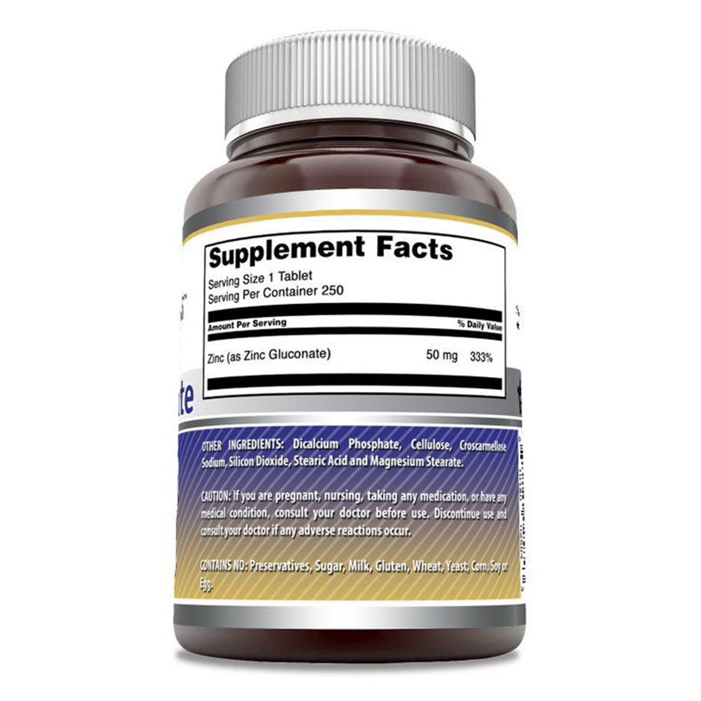 Amazing Formulas Zinc Gluconate 50 mg Tablets, 250 Ea