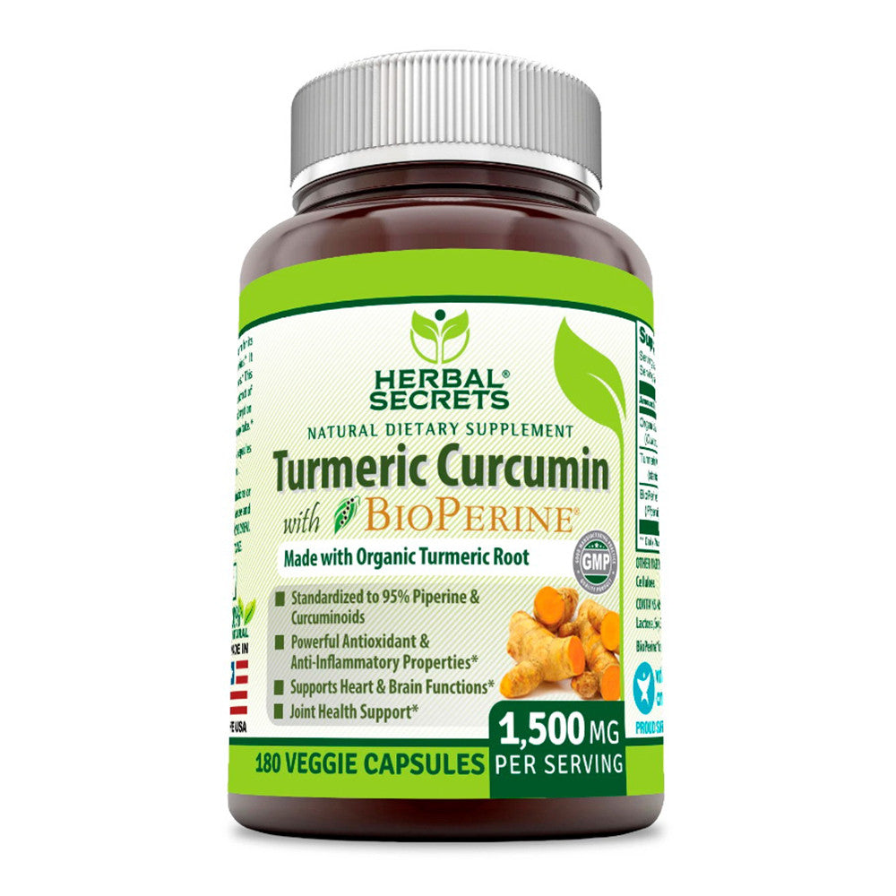 Amazing Nutrition Herbal Secrets Turmeric Curcumin Bioperin 1500 Mg Capsules, 180 Ea