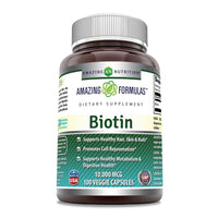 Amazing Nutrition Amazing Formulas Biotin Supplement 10,000Mcg Capsules, Supports Healthy Hair, Skin And Nails, 100 Ea