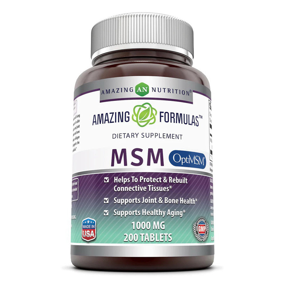 Amazing Nutrition Formulas OptiMSM 1000mg Supplement Tablets for Joint, 200 Ea