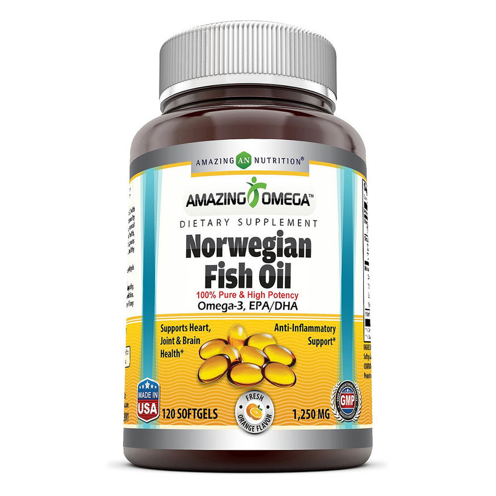 Amazing Nutrition Amazing Omega Norwegian Fish Oil 1250 Mg Softgels, 120 Ea
