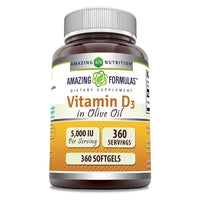 Amazing Nutrition Amazing Formulas Vitamin D3 With Olive Oil 5000 IU Softgels, 360 Ea