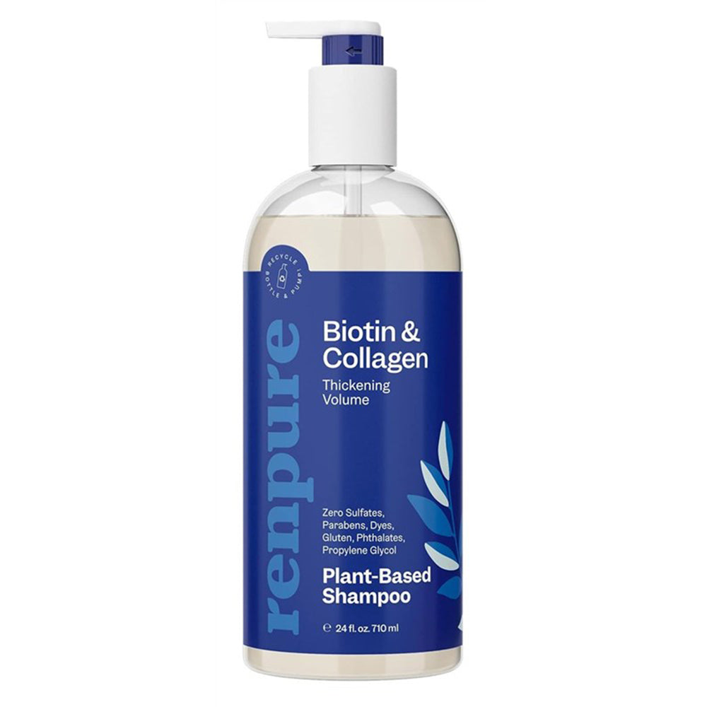 Renpure Biotin and Collagen Plant Based Shampoo Thickening Volume pH Balanced Parabens Free 24Oz (710ml)