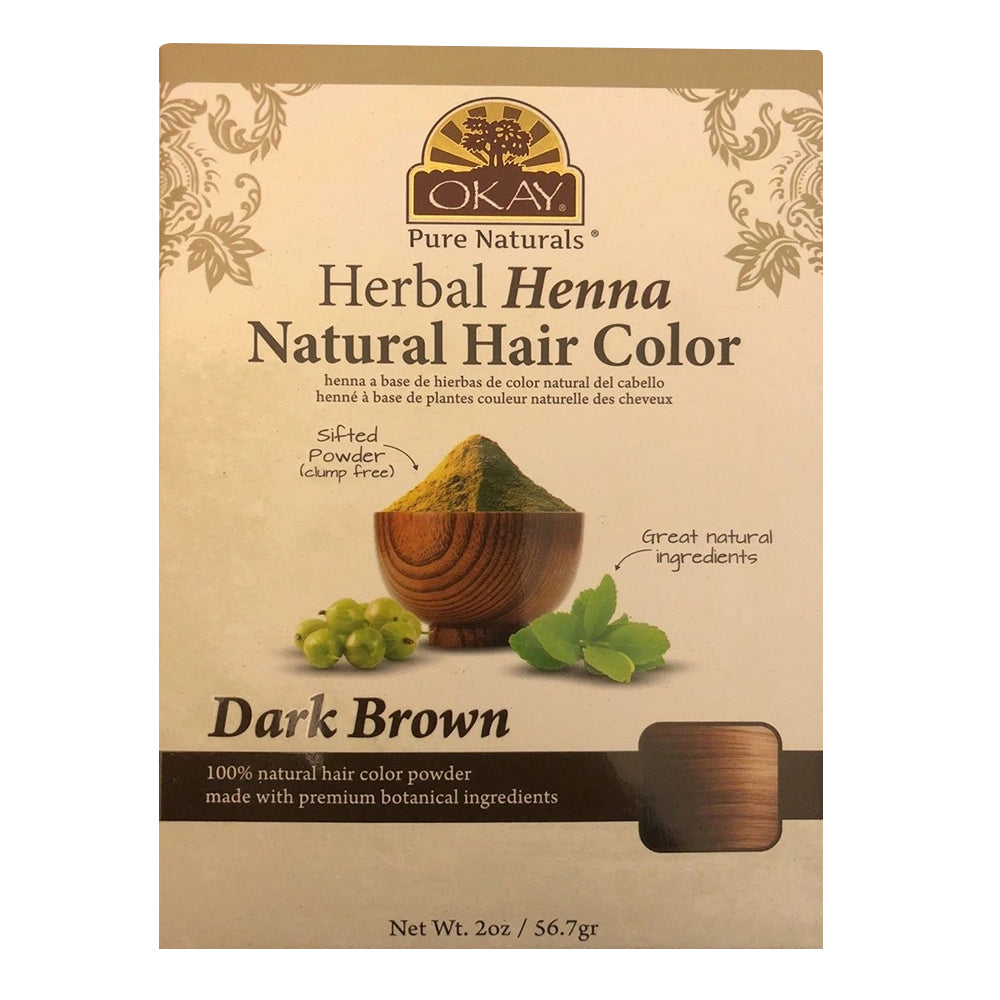 Okay Pure Naturals Herbal Henna Natural Hair Color for Dark Brown 2Oz (56.7g)