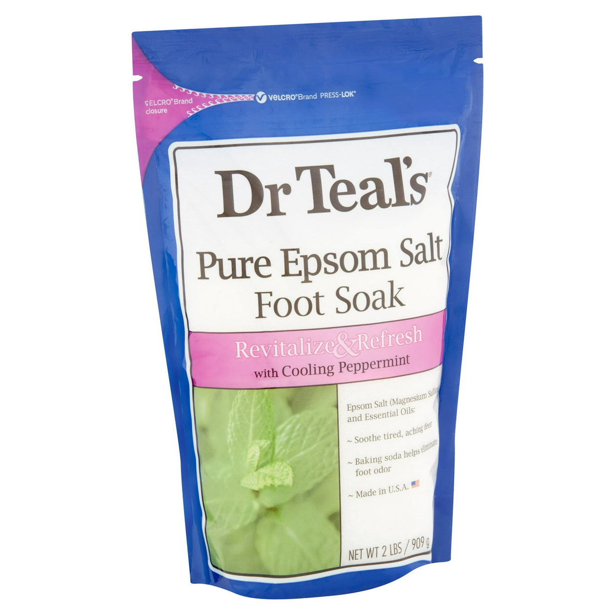 Dr Teal’s Revitalize & Refresh Pure Epsom Salt Foot Soak with Cooling Peppermint 2 lb (909 g) product package
