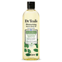 Dr Teals Bath and Body Oil Moisture Plus Relax and Relief Eucalyptus and Spearmint Essential Oils, 8.8 Oz