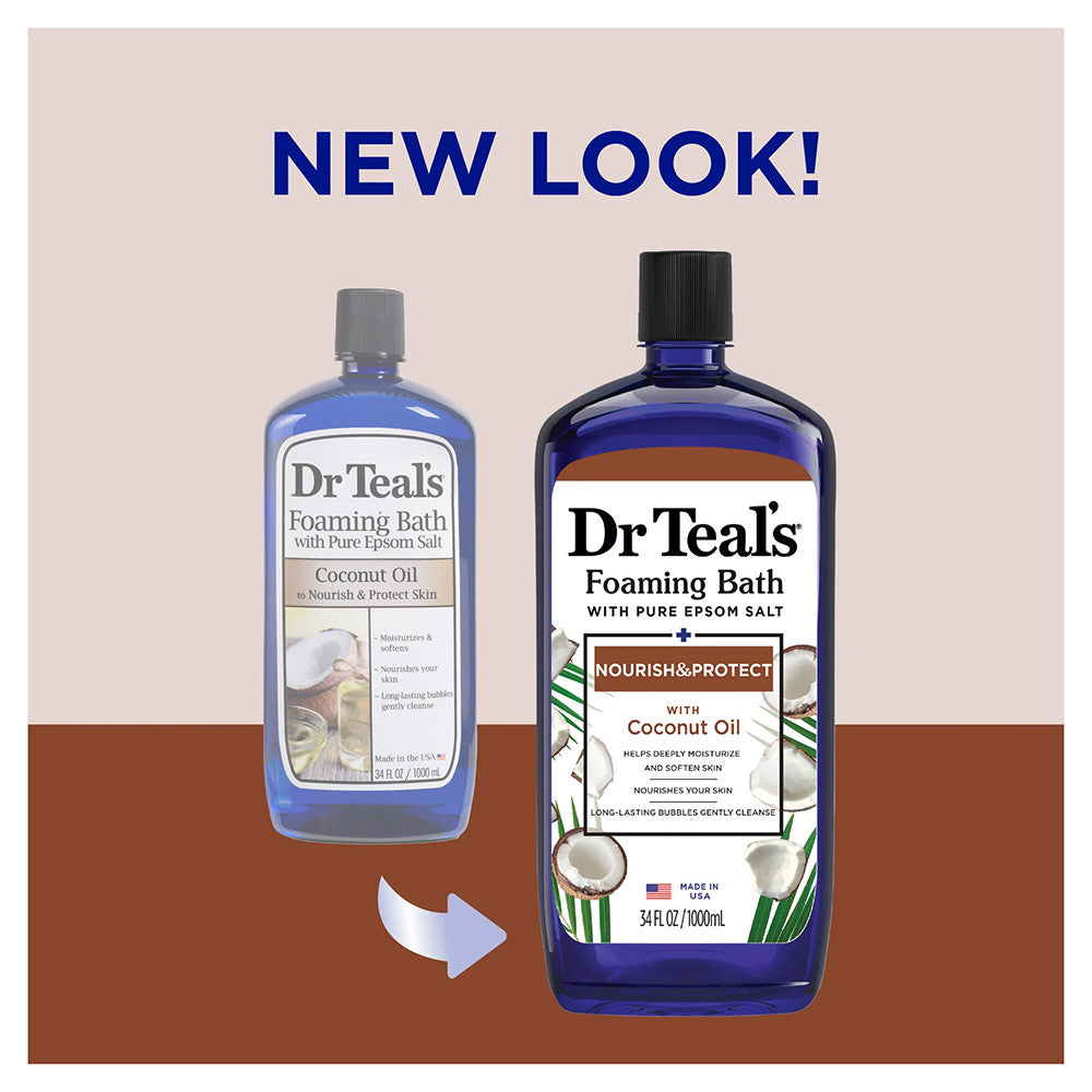 Dr Teal's Nourish & Protect Foaming Bubble Bath with Pure Epsom Salt and Coconut Oil, 34 Oz