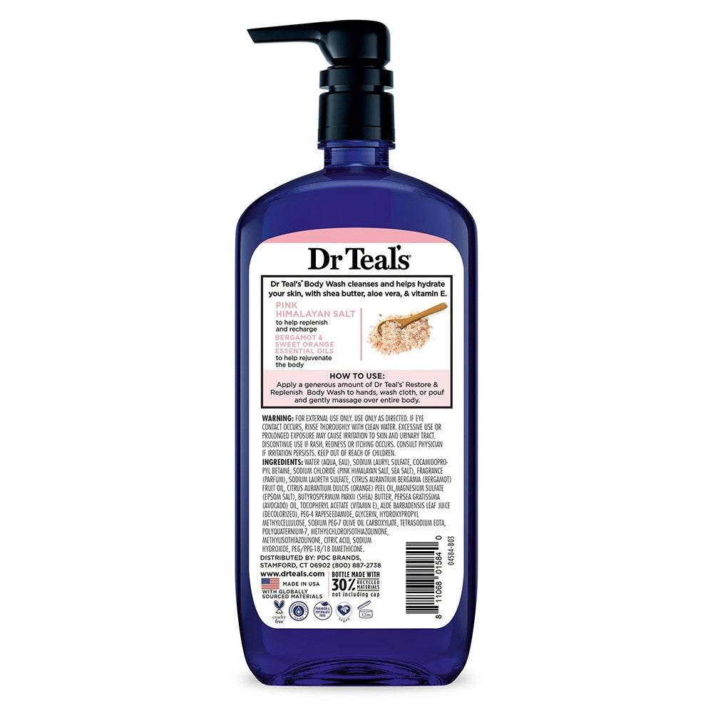 Dr Teals Restore and Replenish Pink Himalayan Salt Body Wash, 24 Oz