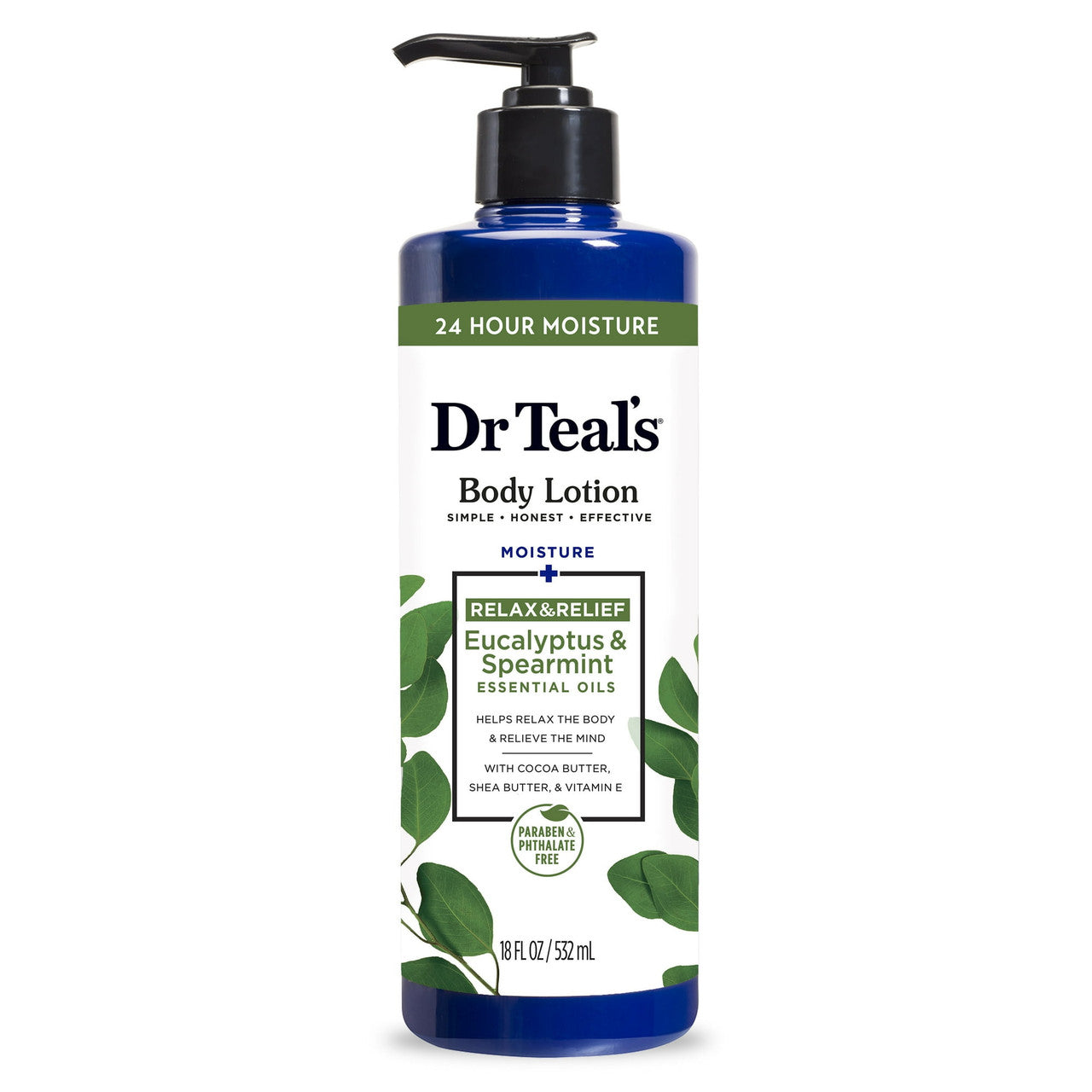 Dr Teals Moisture Plus Rejuvenating Eucalyptus Spearmint Body Lotion, 18 Oz