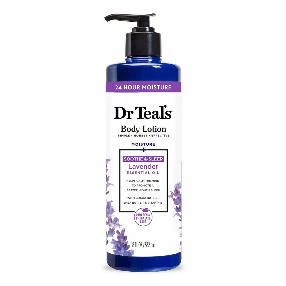 Dr Teals Moisture Plus Soothe and Sleep Body Lotion Lavender Essential Oil Helps Calm the Mind to Promote Better Night Sleep 18Oz (532ml)
