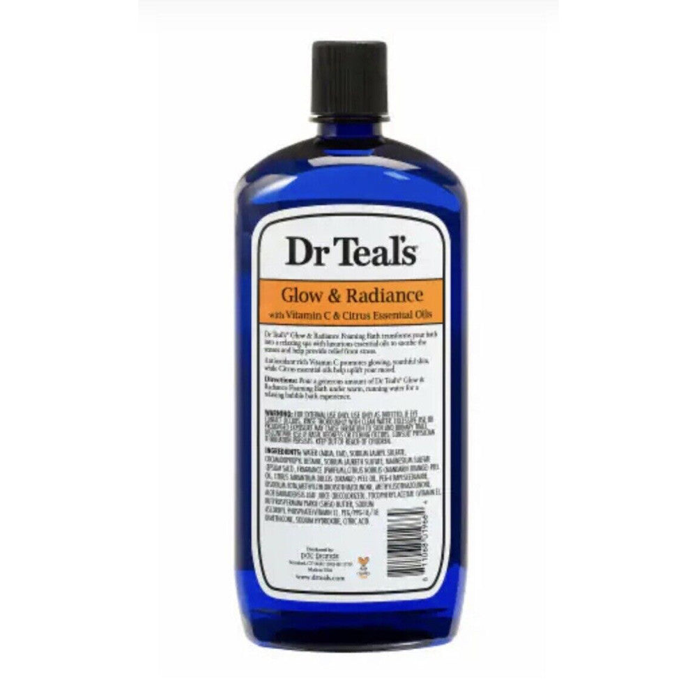 Dr Teals Foaming Bath Glow and Radiance with Pure Epsom Salt and Vitamin C, 34 Oz