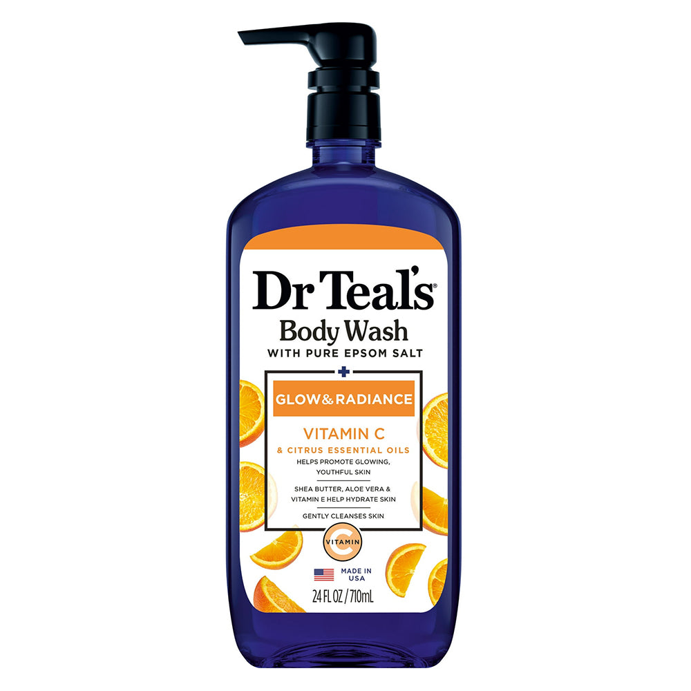 Dr Teals Glow and Radiance Body Wash with Vitamin C and Citrus Brightens and Nourishes Skin 24Oz (710ml)
