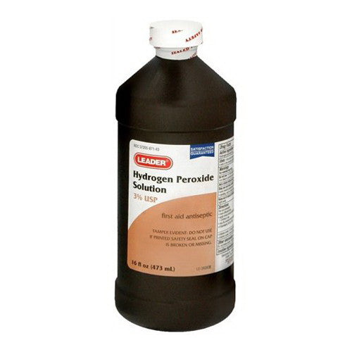 Leader Hydrogen Peroxide 3%, Usp First Aid Antiseptic 16 Oz, Pack of 12