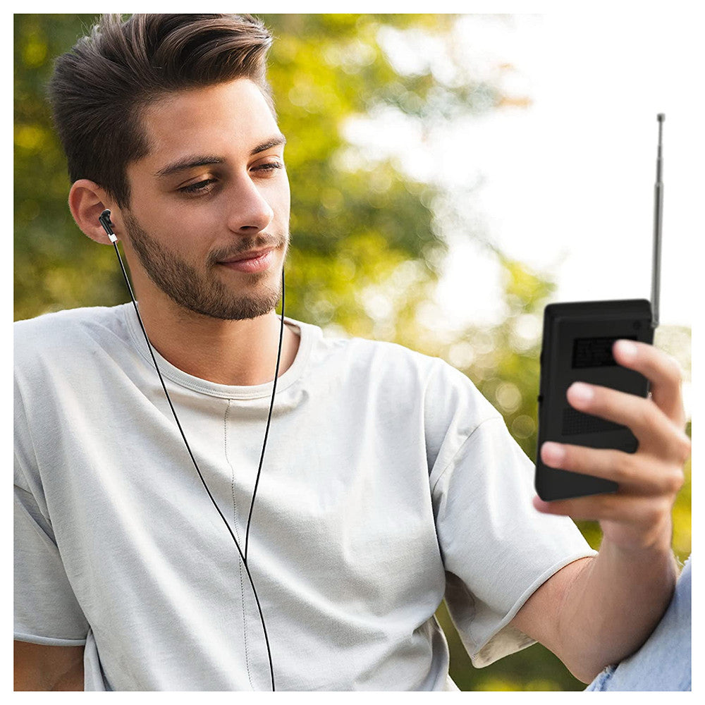 Coby Pocket Size AM and FM Radio Stereo Earbuds, Black, 1 Ea