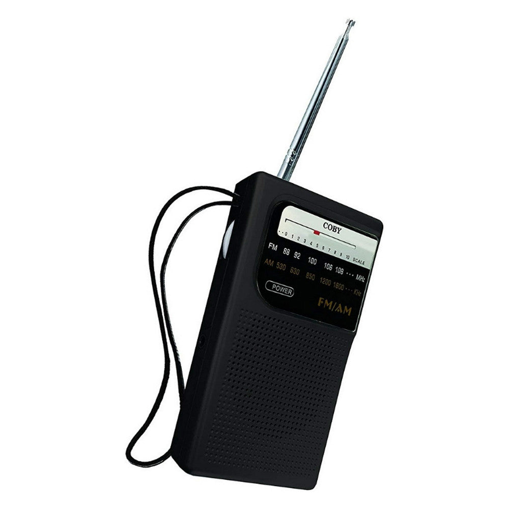 Coby Pocket Size AM and FM Radio Stereo Earbuds, Black, 1 Ea