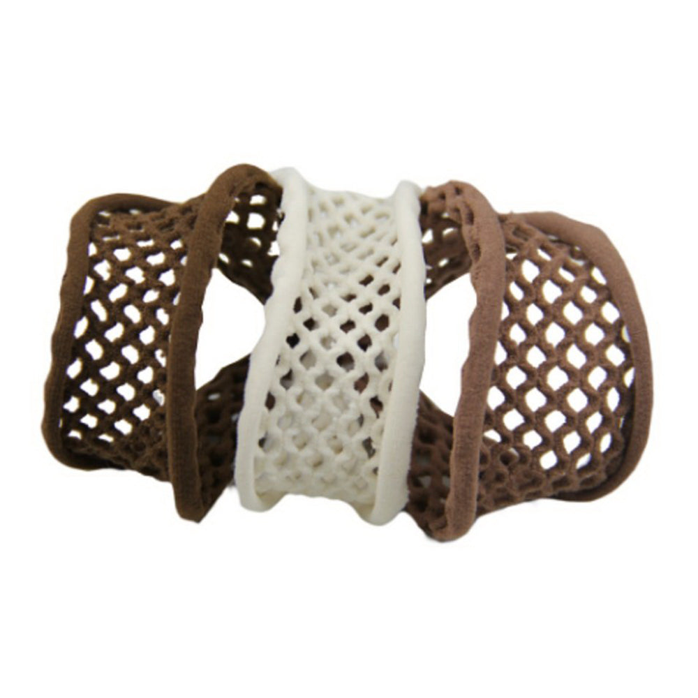 Di Prima Paris Mesh Hair Elastics Medium Tan Caf+---¬ Mocha for Ponytails and Styling 3Ea