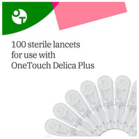 OneTouch Delica Plus Lancets for Diabetes Testing 33 Gauge for Lancing Device, 100 Ea