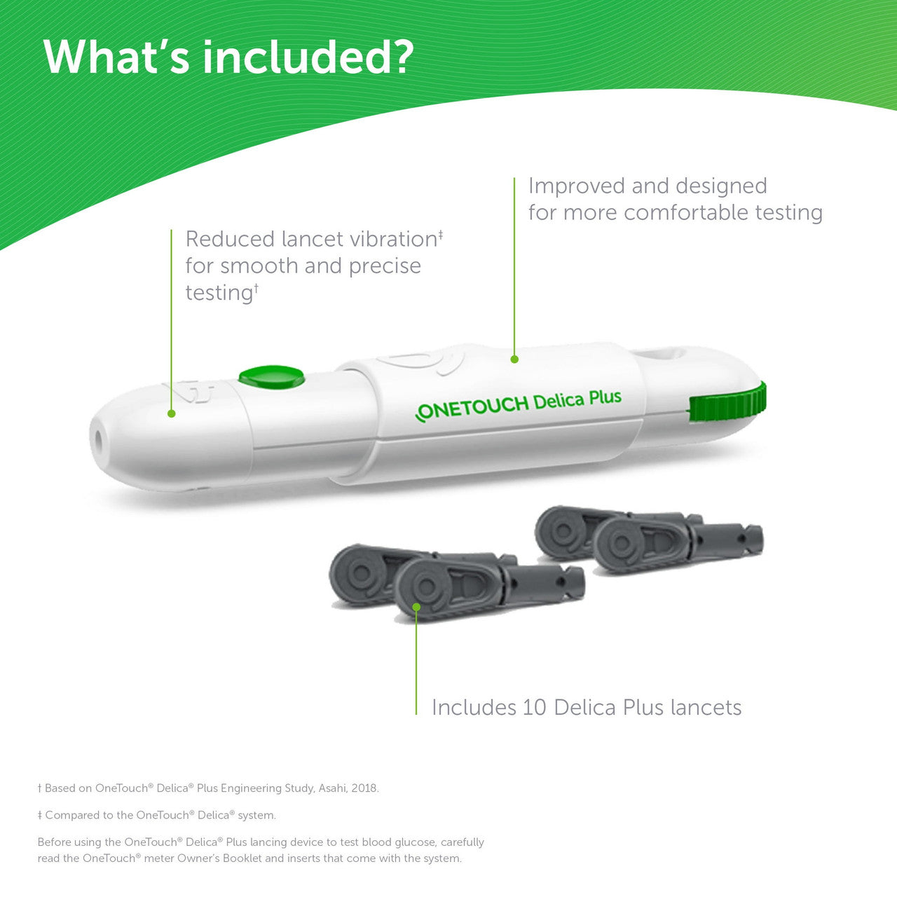 Onetouch Delica Plus Lancing Device for Diabetes Testing with Lancets, 10 Ea
