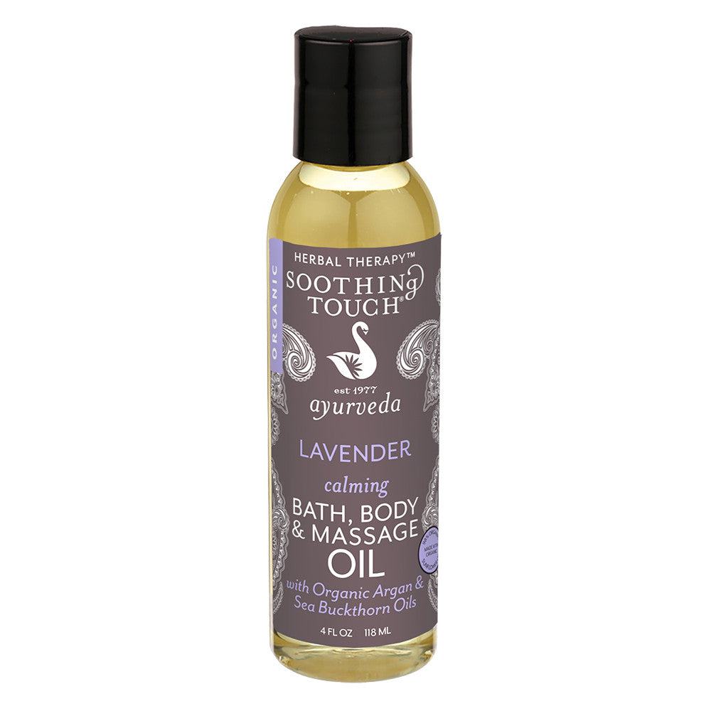 Soothing Touch Ayurveda Organic Bath, Body And Massage Oil, Calming Lavender, 4 Oz