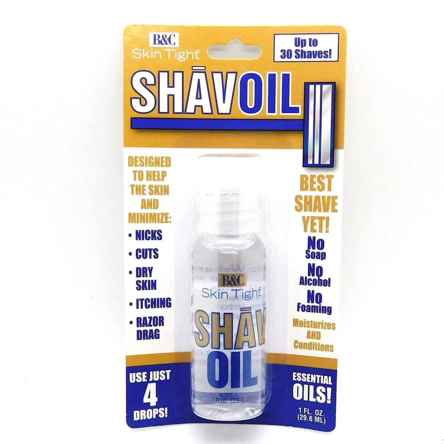 B&C Skin Tight Shave Oil for Cuts and Razor Drag 1Oz (29.6ml)