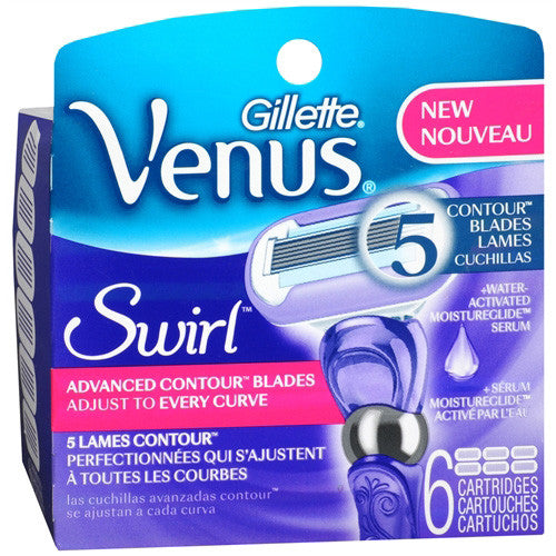 Gillette Venus Swirl Womens Razor Refills 5 Lames Contour - 6 Ea