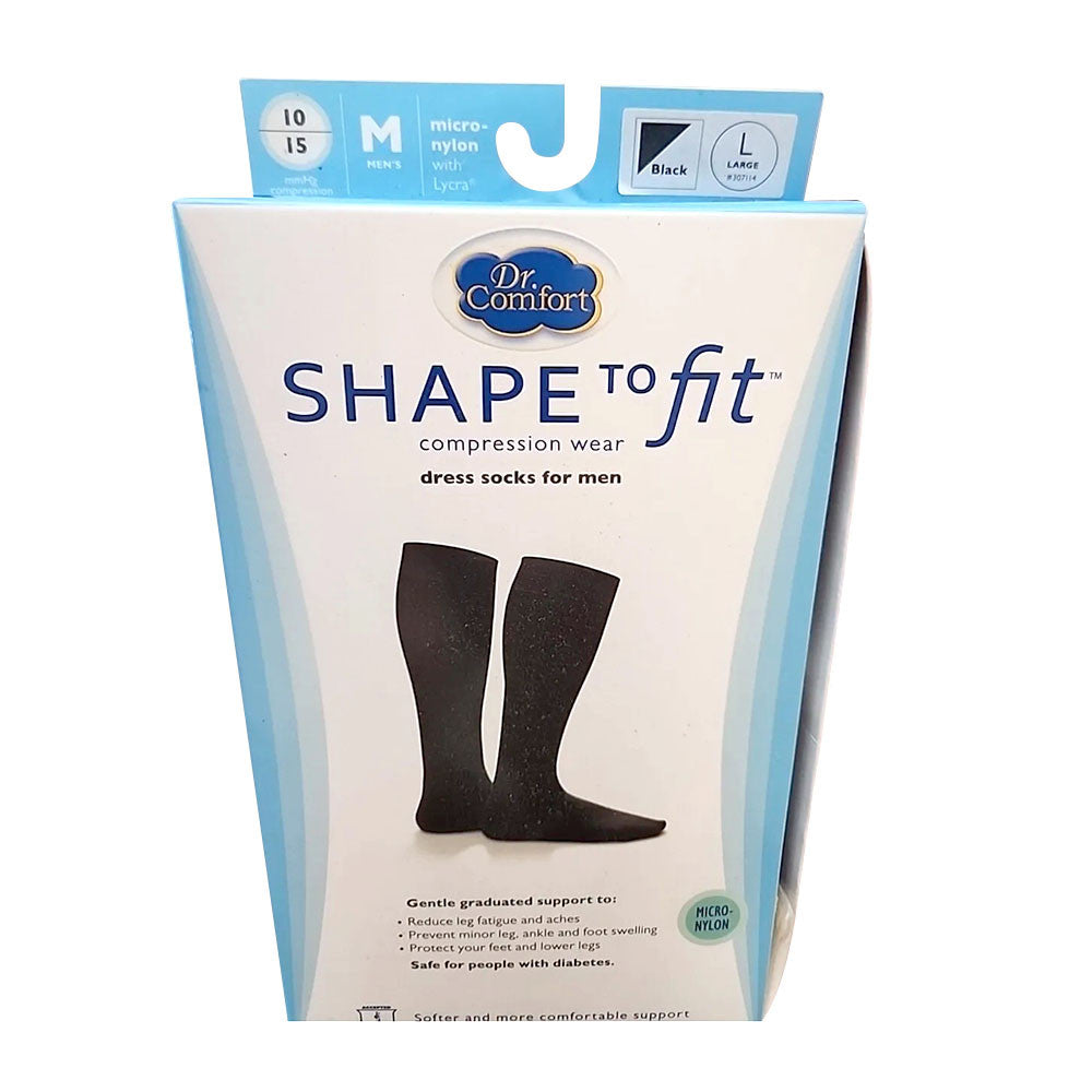 Dr Comfort Mens Dress Socks, Black, 1 Pair