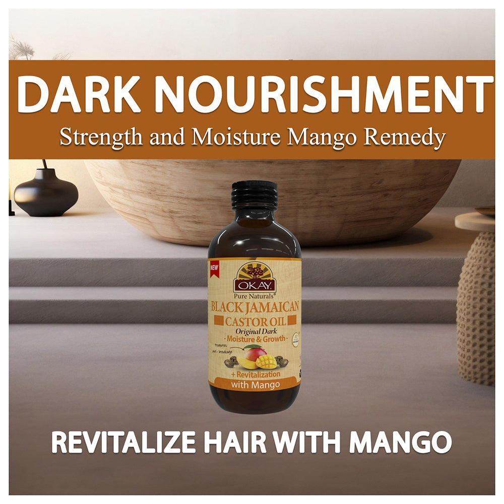 Okay Pure Naturals Black Jamaican Castor Oil with Mango for Moisture and Growth 4Oz (118ml)