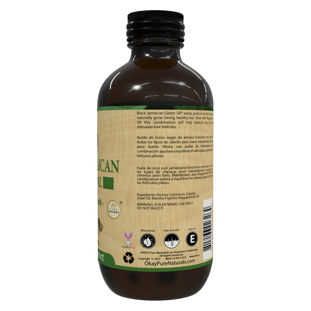 Okay Black Jamaican Castor Oil Original Dark with Peppermint, 4 Oz